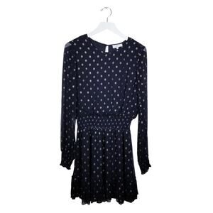 NSR Print Ruffle Dress Smocked Black w/ Gold - Size Small